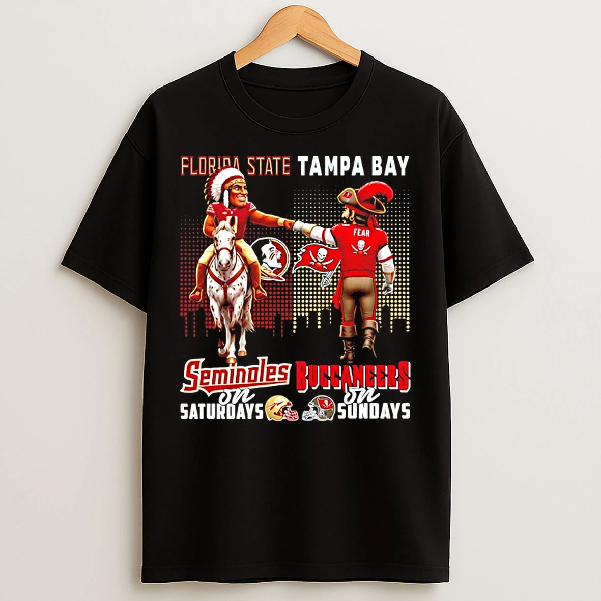 Classic Florida State Seminoles On Saturdays Vs Tampa Bay Buccaneers On Sundays Mascot Skyline T Shirts