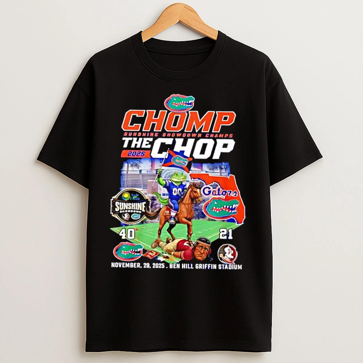 Classic Florida Gators Sunshine Showdown Champs 2025 Chomp The Chop T Shirts