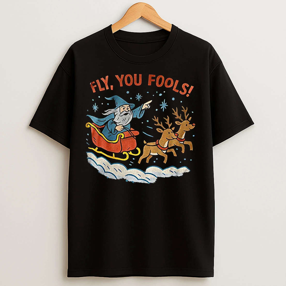 Classic Fly You Fools Christmas Wizard Santa T Shirts