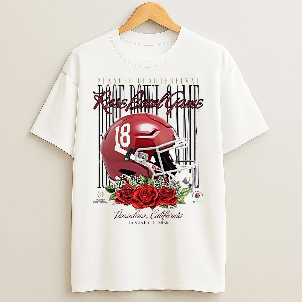 Classic Football Playoff Quarterfinal Rose Bowl Game 2026 Alabama Crimson Tide Helmet T Shirts