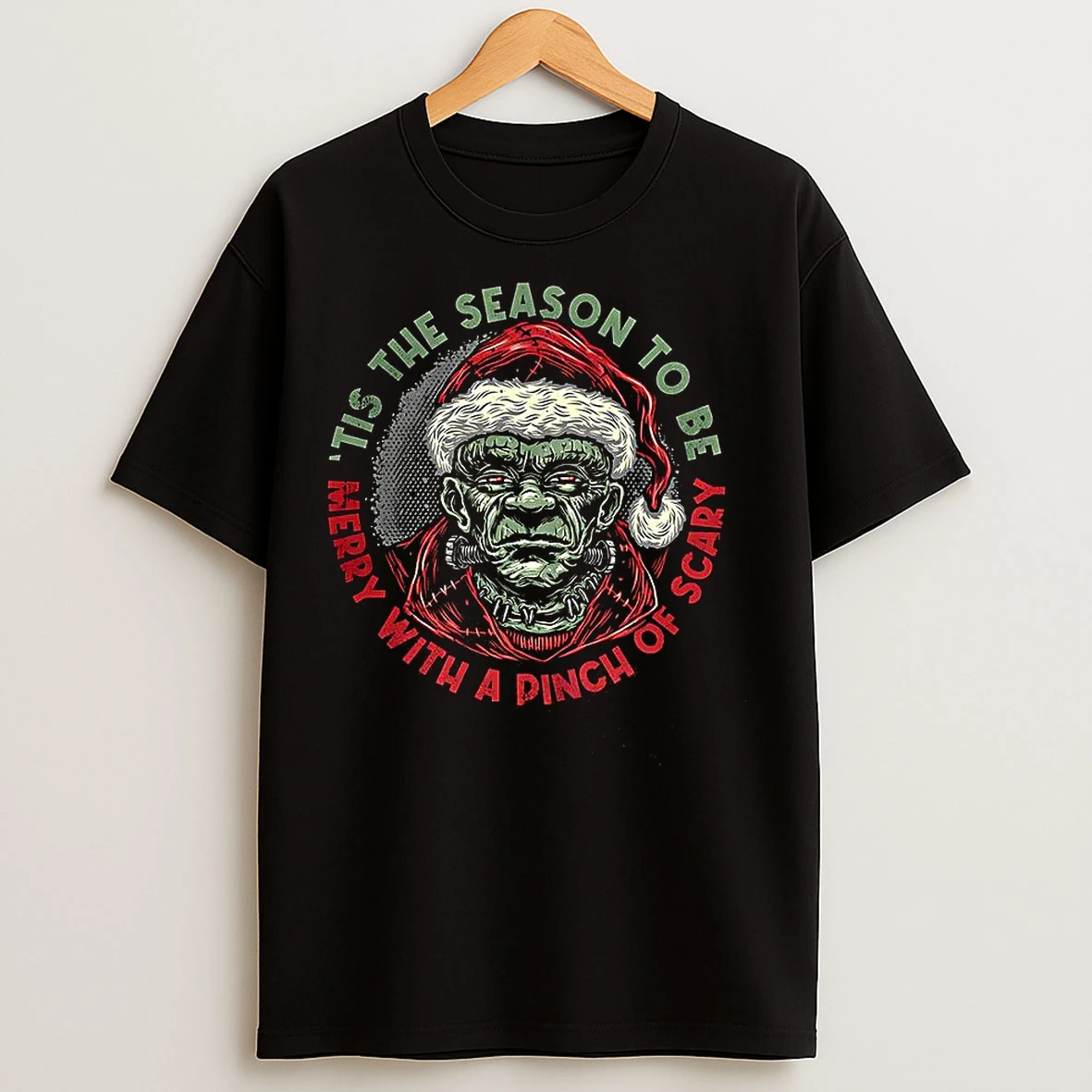 Classic Frankenstein Its The Season To Be Merry With A Pinch Of Scary Christmas T Shirts