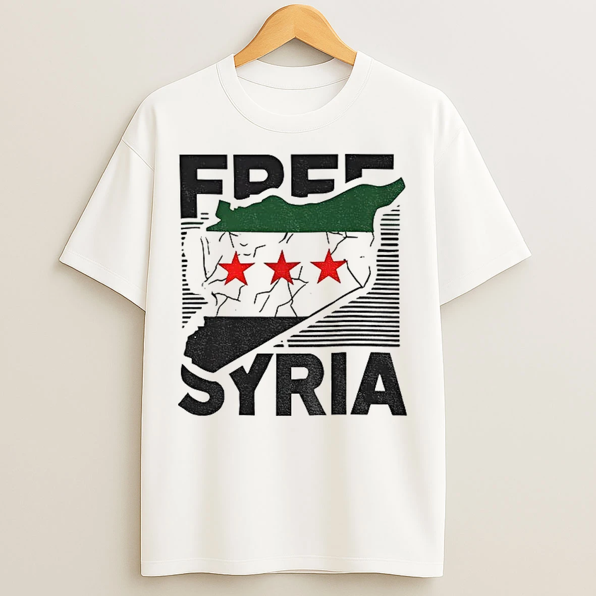 Classic Free Syria Flag Map 2025 T Shirts