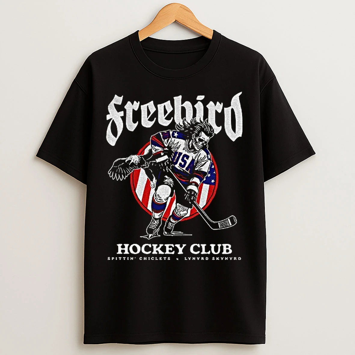 Classic Freebird Usa Spittin Chiclets X Lynyrd Skynyrd Hockey Club T Shirts
