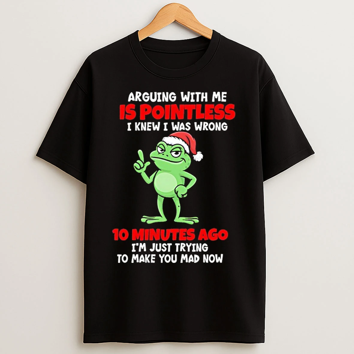 Classic Frog Santa Arguing With Me Is Pointless I Knew I Was Wrong 10 Minutes Ago T Shirts
