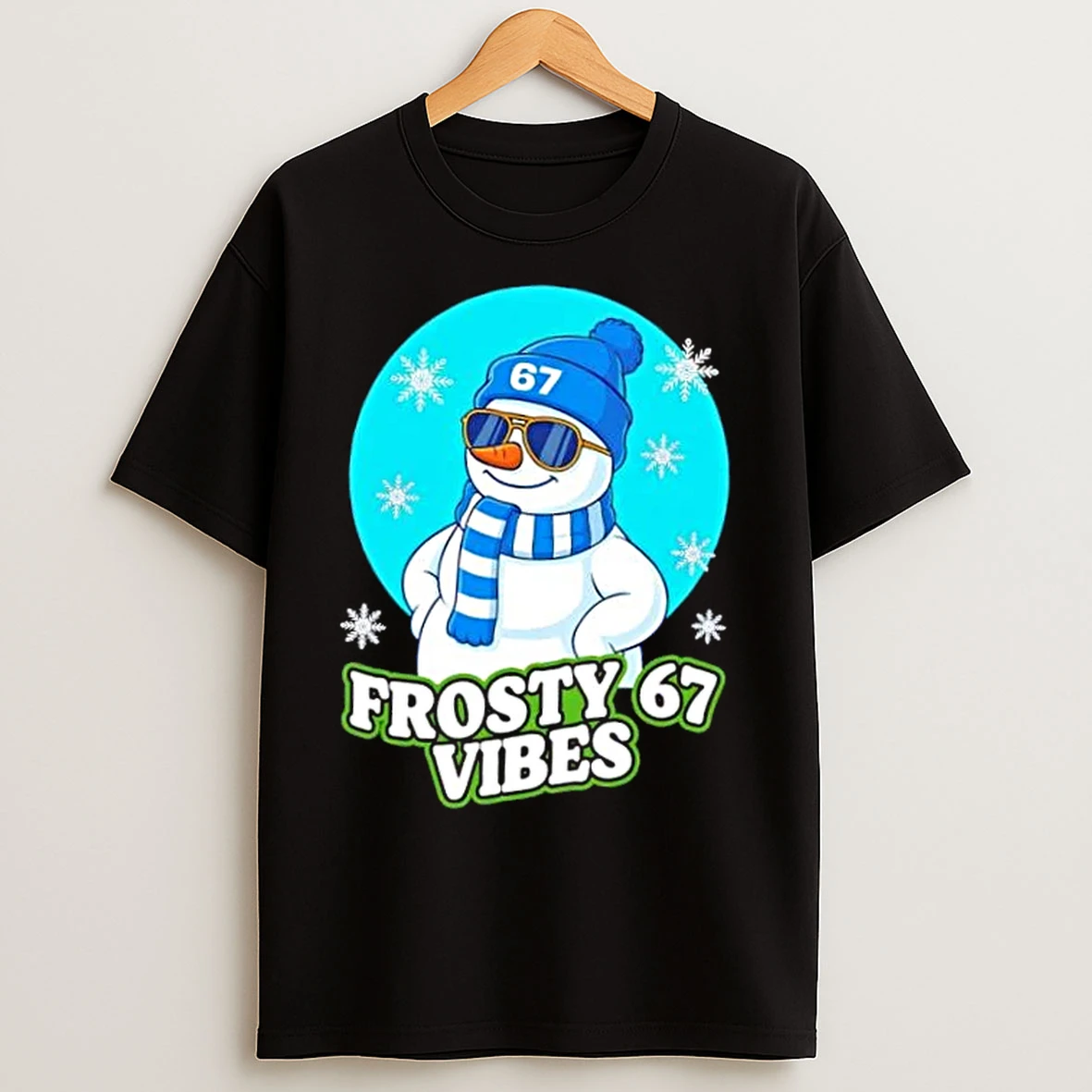 Classic Frosty Vibes 67 Snowman Six Seven Merry Christmas T Shirts