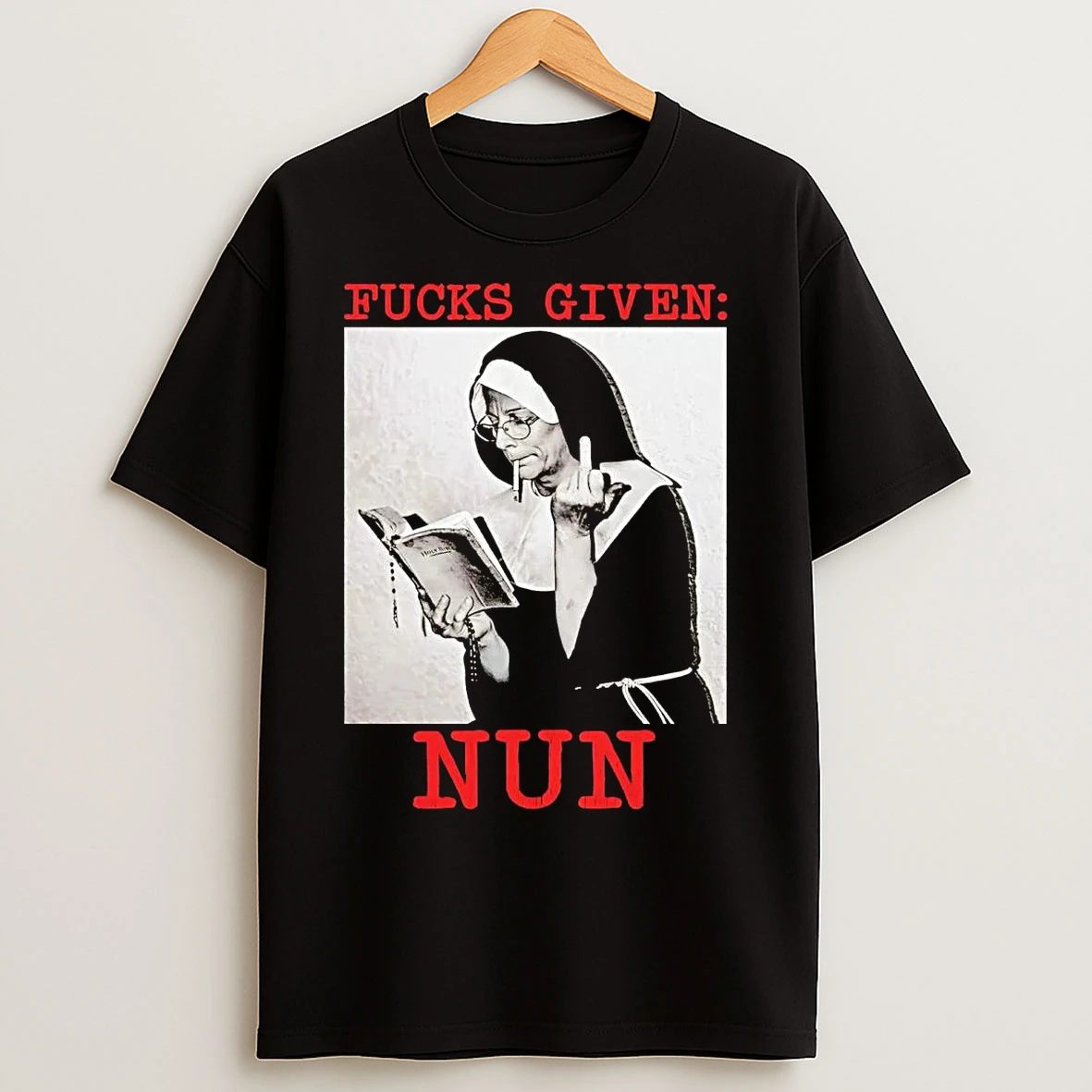 Classic Fucks Given Nun Middle Finger T Shirts