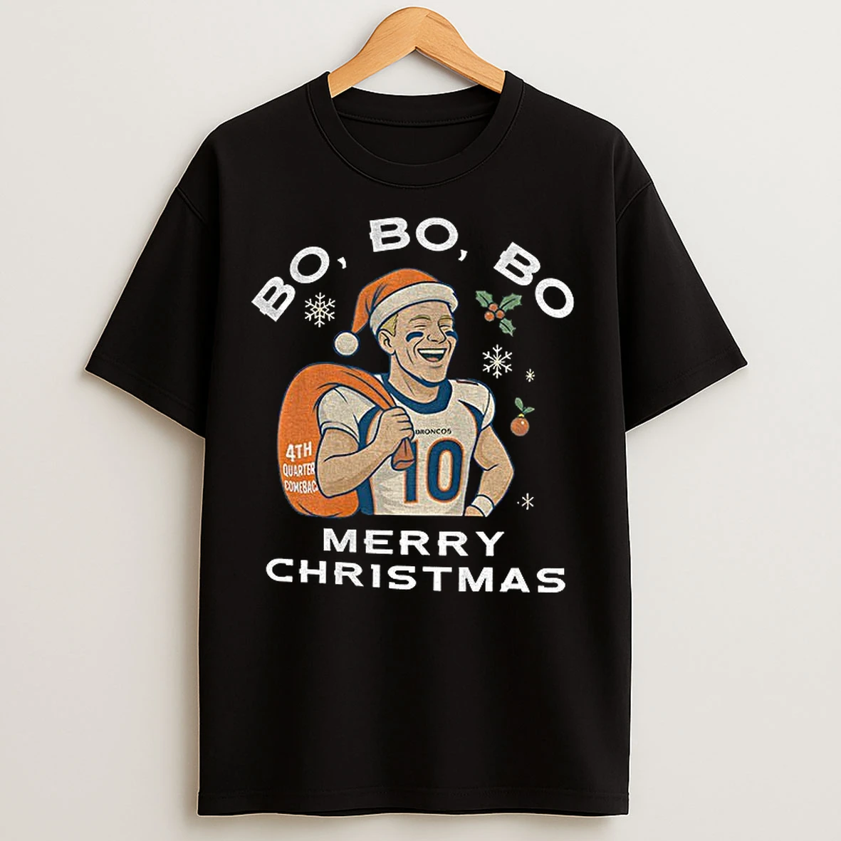 Classic Funny Bo Nix Broncos Bo Bo Bo Merry Christmas Denver Broncos T Shirts