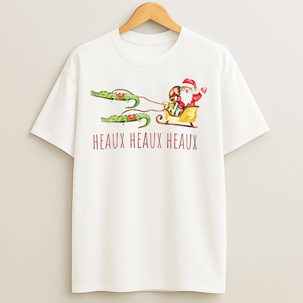 Classic Funny Cajun Santa Louisiana Alligator Christmas Heaux Heaux Heaux T Shirts