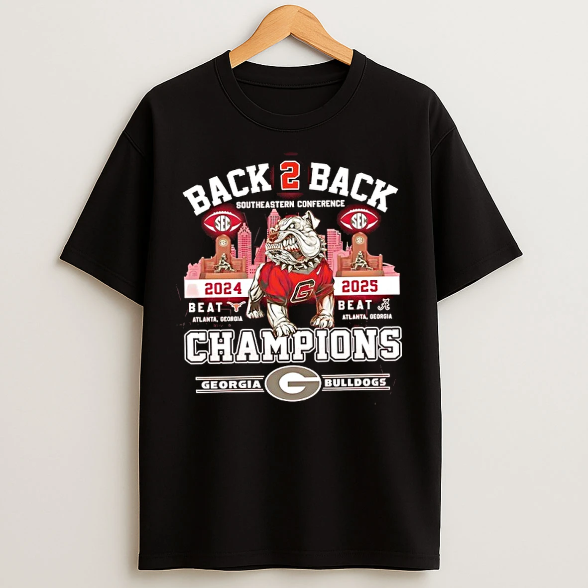 Classic Georgia Bulldods Beat Longhorn And Alabama Champions Southeastern Conference Back To Back T Shirts