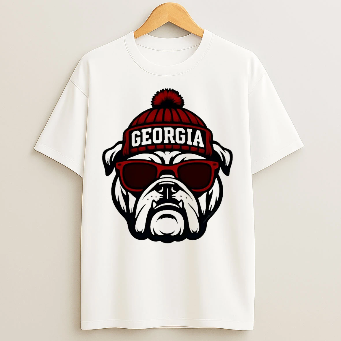 Classic Georgia Bulldog With Glasses And Hat T Shirts