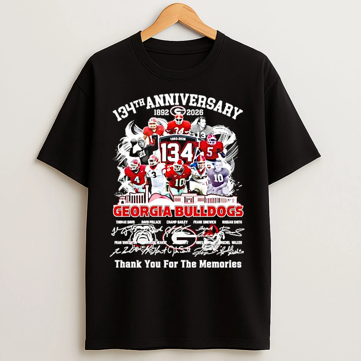 Classic Georgia Bulldogs 134th Anniversary 1892 2026 Commemorative Signatures Players T Shirts