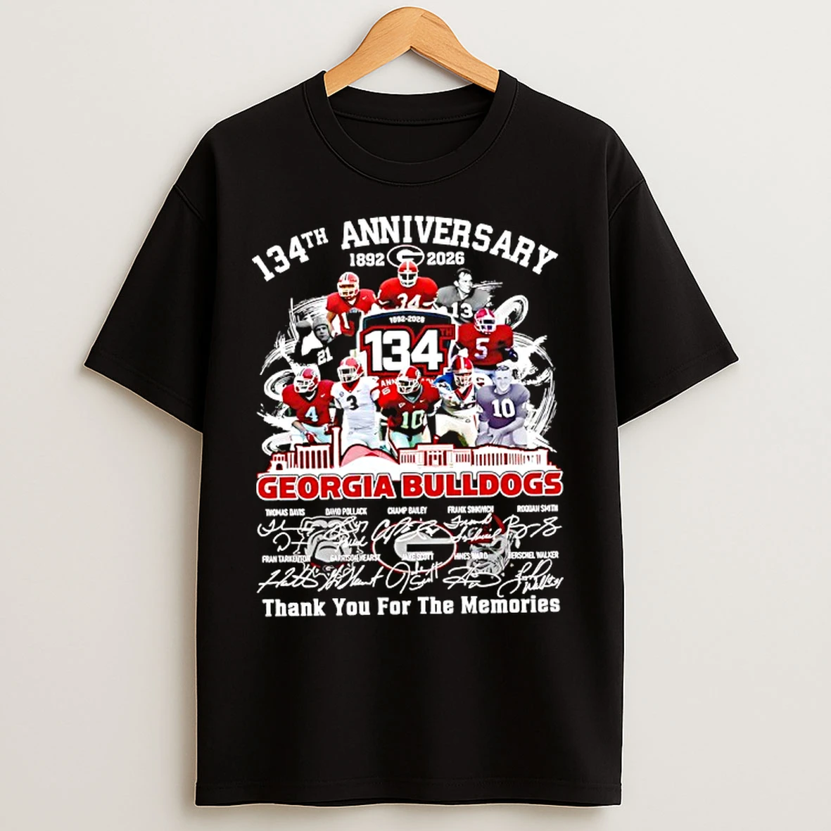 Classic Georgia Bulldogs 134th Anniversary Signatures All Players T Shirts