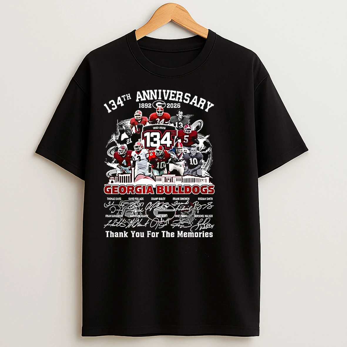 Classic Georgia Bulldogs 134th Anniversary 1892 2026 Thank You For The Memories Signature T Shirts