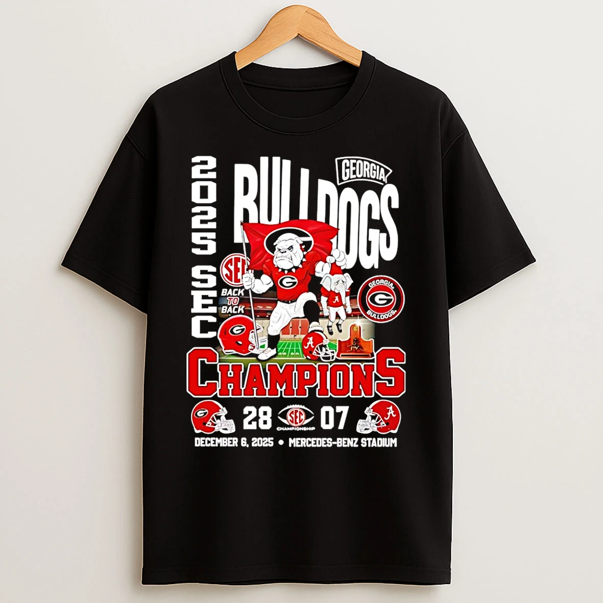 Classic Georgia Bulldogs 2025 Sec Champions Mascot T Shirts