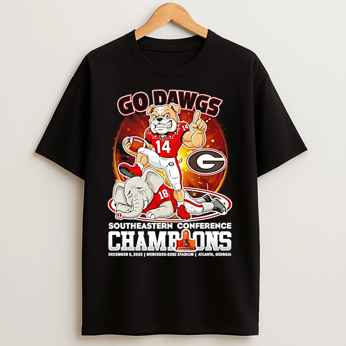 Classic Georgia Bulldogs 2025 Sec Football Champions Go Dawgs Mascot T Shirts