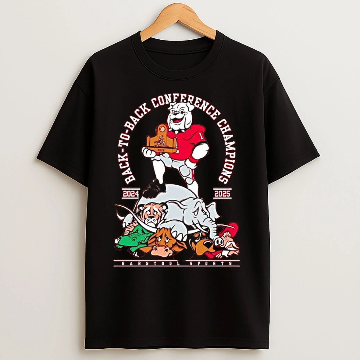Classic Georgia Bulldogs Back To Back Conference Champions 2024 2025 Mascots Graphic T Shirts