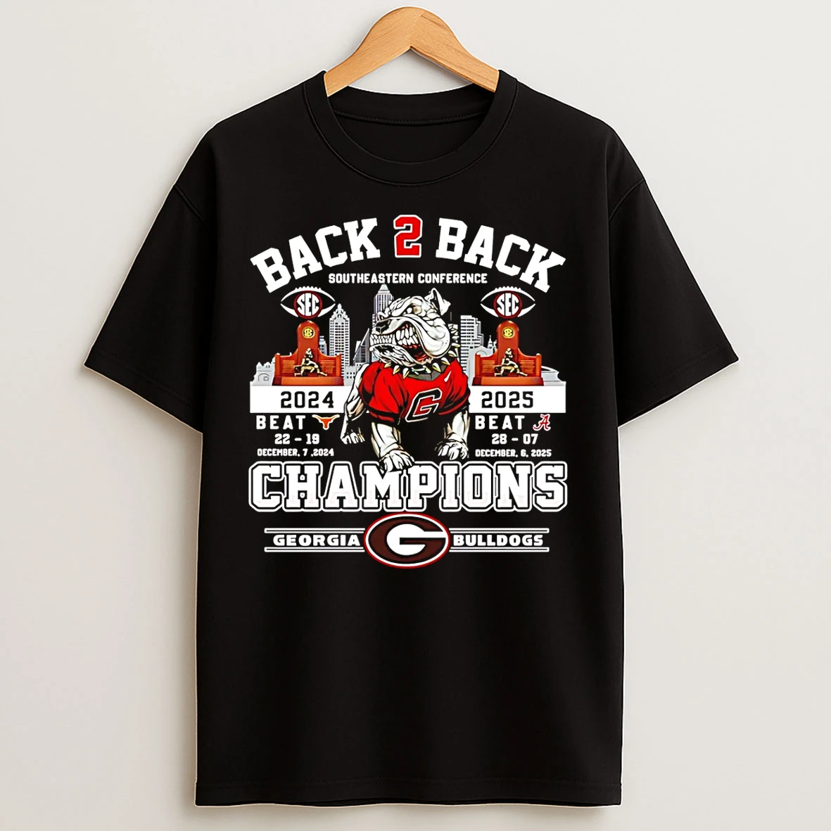 Classic Georgia Bulldogs Back2back 2025 Sec Football Champions T Shirts