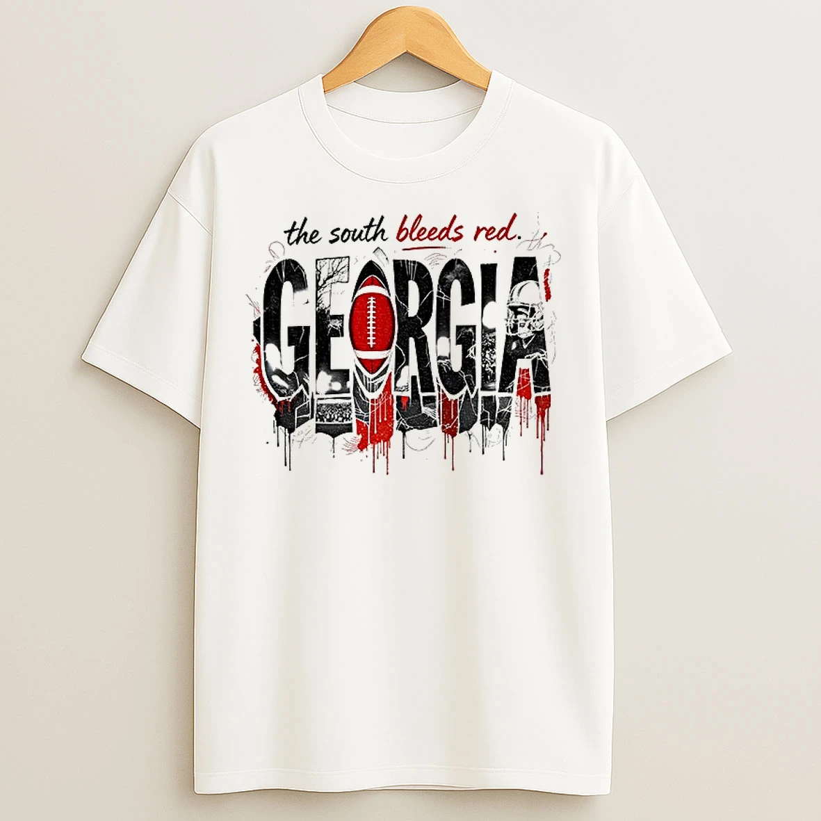 Classic Georgia Bulldogs Football The South Bleeds Red Lights T Shirts