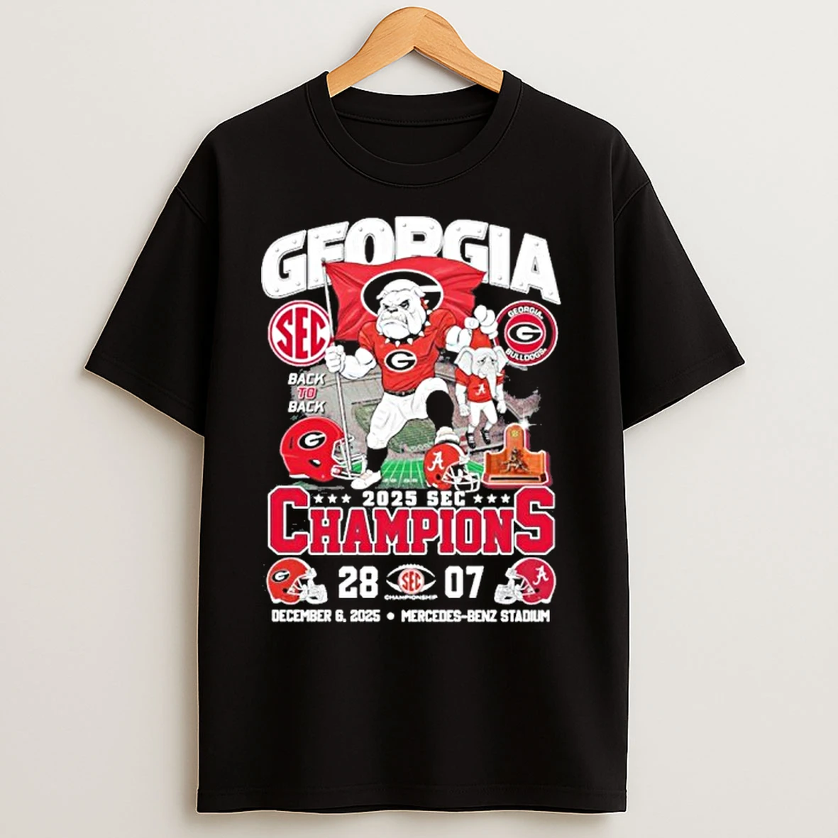Classic Georgia Bulldogs Mascot Beat Alabama 2025 Sec Conference Champions Score T Shirts