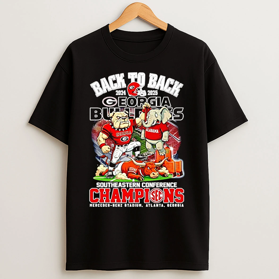 Classic Georgia Bulldogs Back To Back 2025 Sec Champions Mascot T Shirts