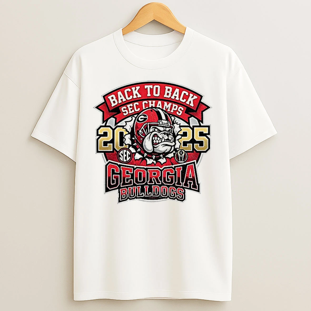 Classic Georgia Bulldogs Back To Back Sec Champs 2025 Logo T Shirts