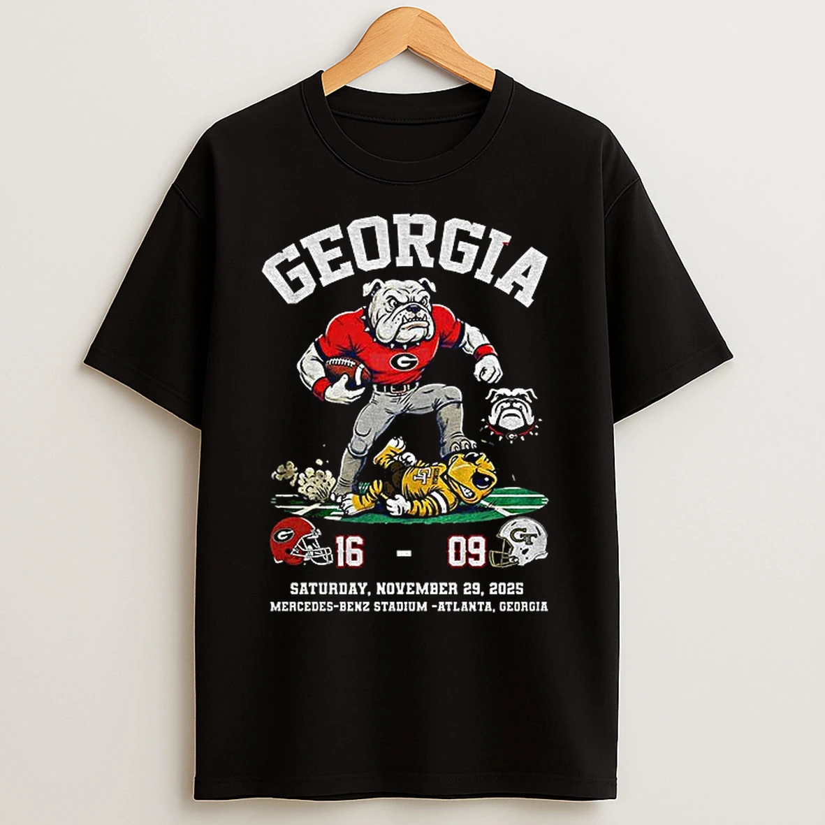 Classic Georgia Bulldogs Beat Georgia Tech Yellow Jackets 16 09 Saturday November 29 2025 T Shirts