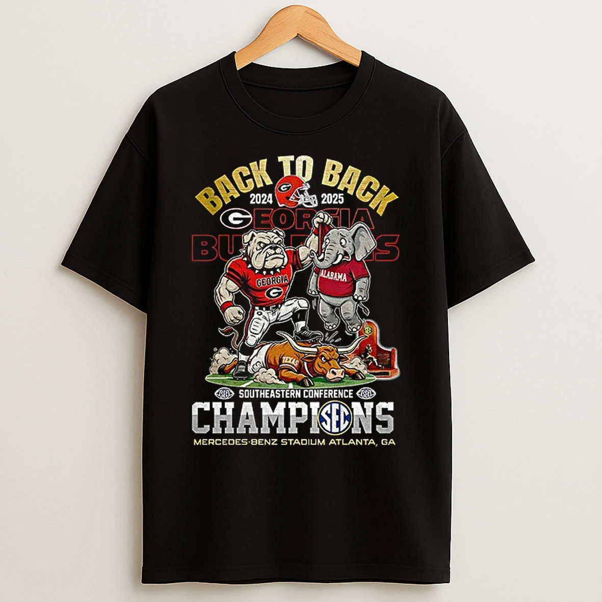 Classic Georgia Bulldogs Beat Texas Longhorn Vs Alabama Crimson Tide Back To Back Champions Sec T Shirts