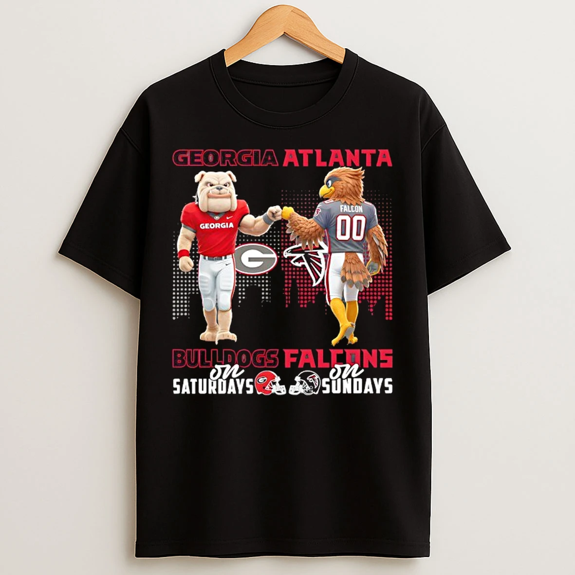 Classic Georgia Bulldogs On Saturdays X Atlanta Falcons On Sundays Mascot T Shirts