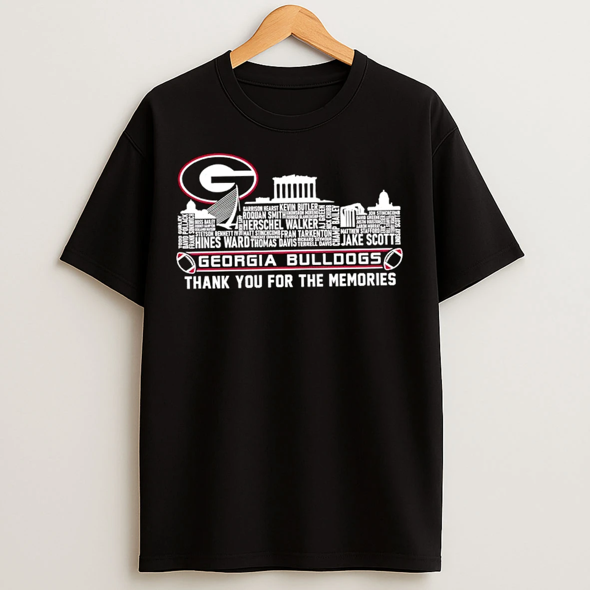 Classic Georgia Bulldogs Players Names City Skyline Thank You For The Memories T Shirts