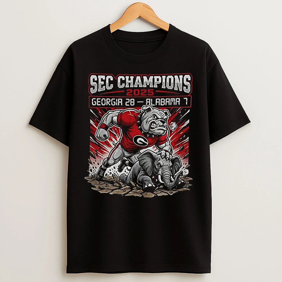 Classic Georgia Bulldogs Vs Alabama Crimson Tide Football Victory Mascot 2025 Sec Champions T Shirts