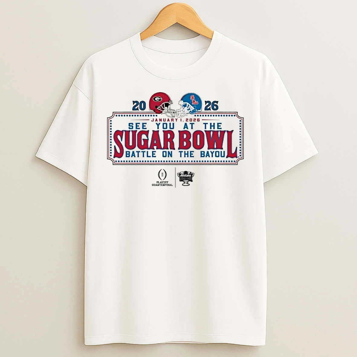 Classic Georgia Bulldogs Vs Ole Miss Rebels 2026 See You At The Sugar Bowl Dueling Helmet T Shirts