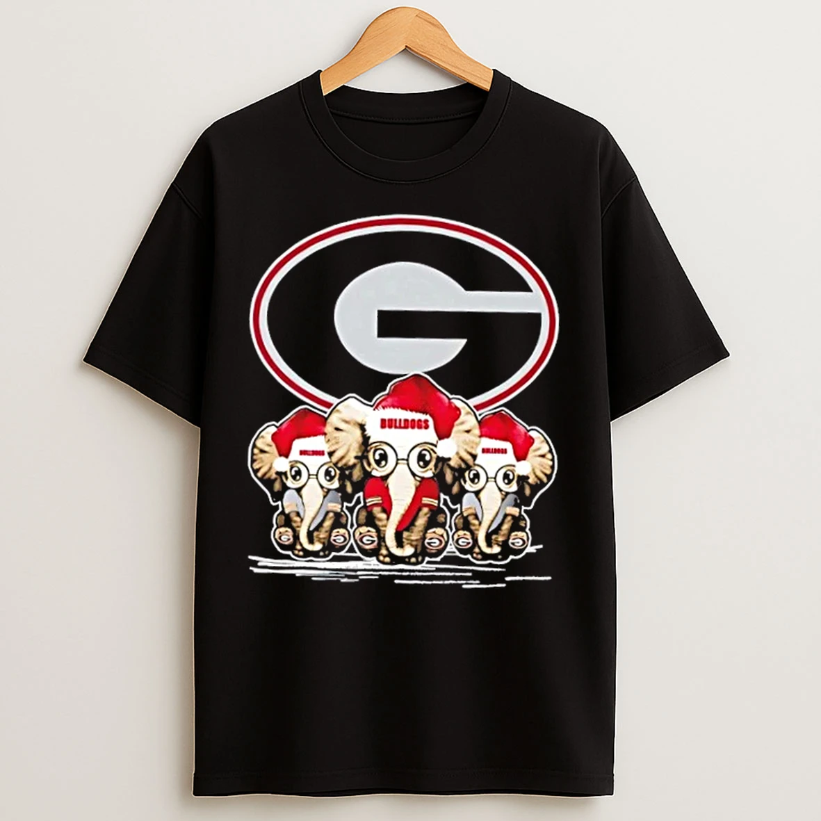 Classic Georgia Bulldogs X Elephants Santa Hat Merry Christmas T Shirts