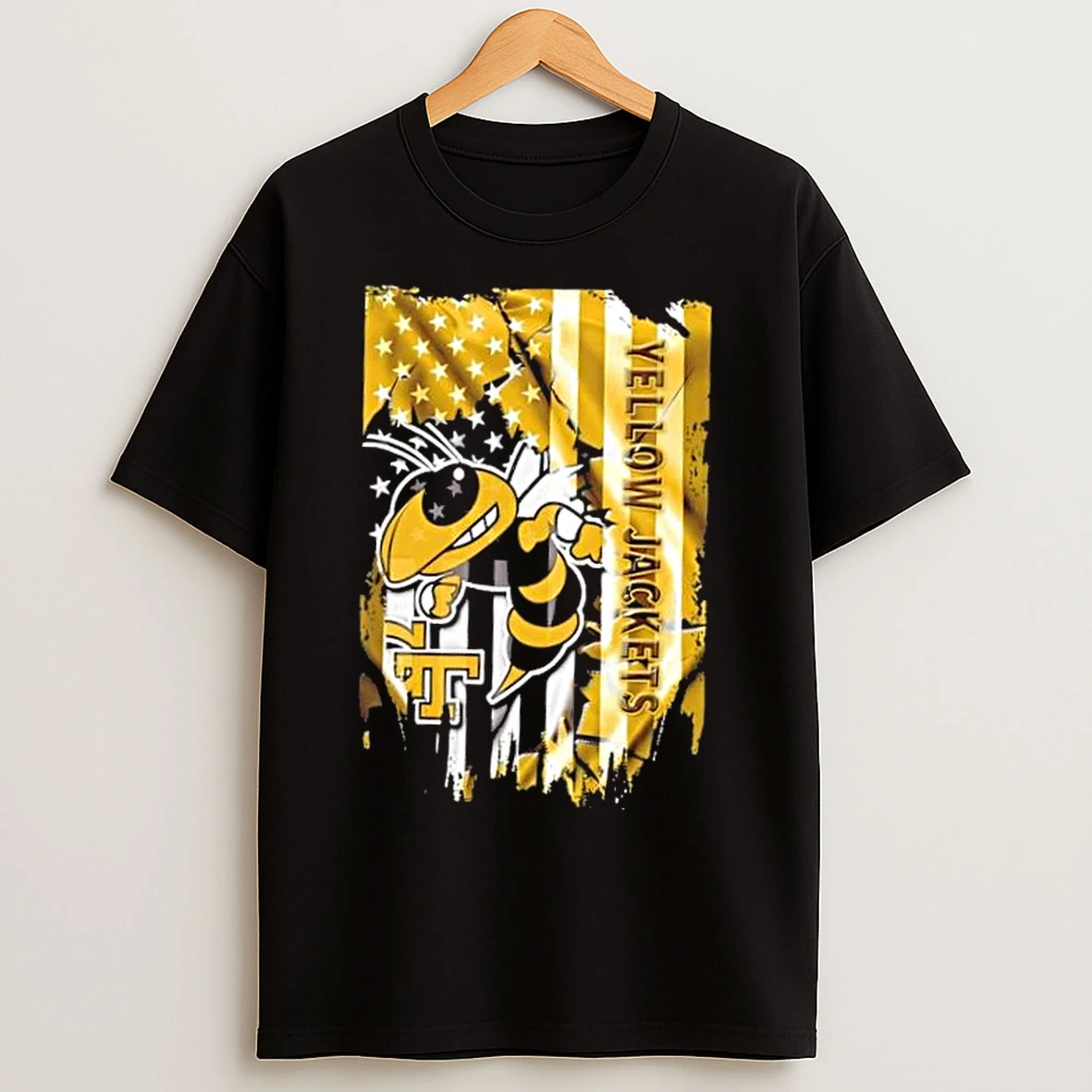 Classic Georgia Tech Yellow Jackets Football X American Flag T Shirts