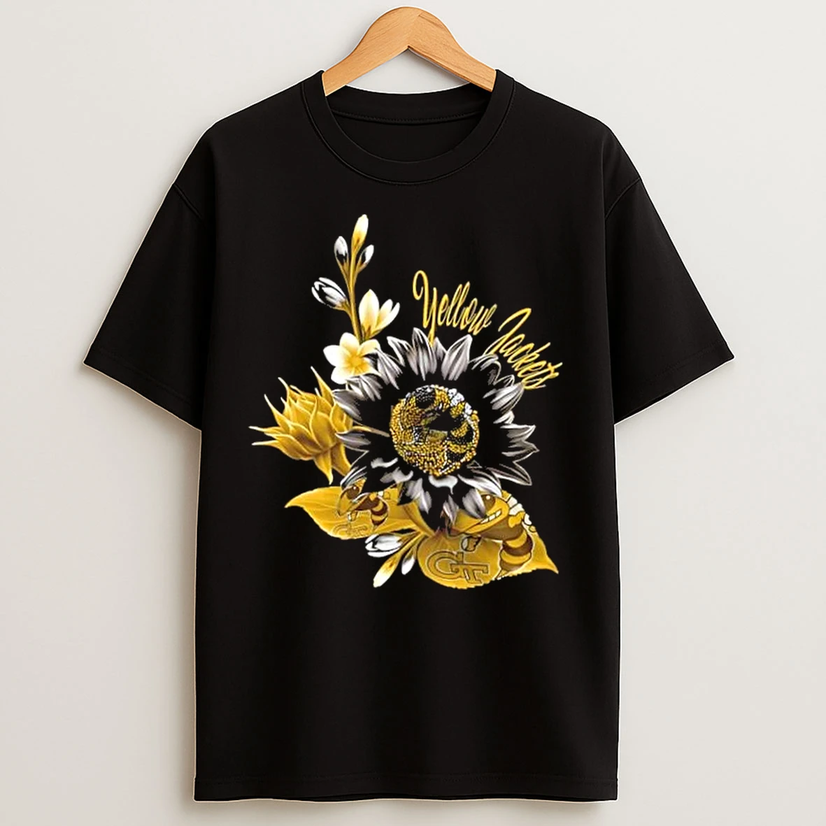 Classic Georgia Tech Yellow Jackets Football X Sunflower Floral T Shirts