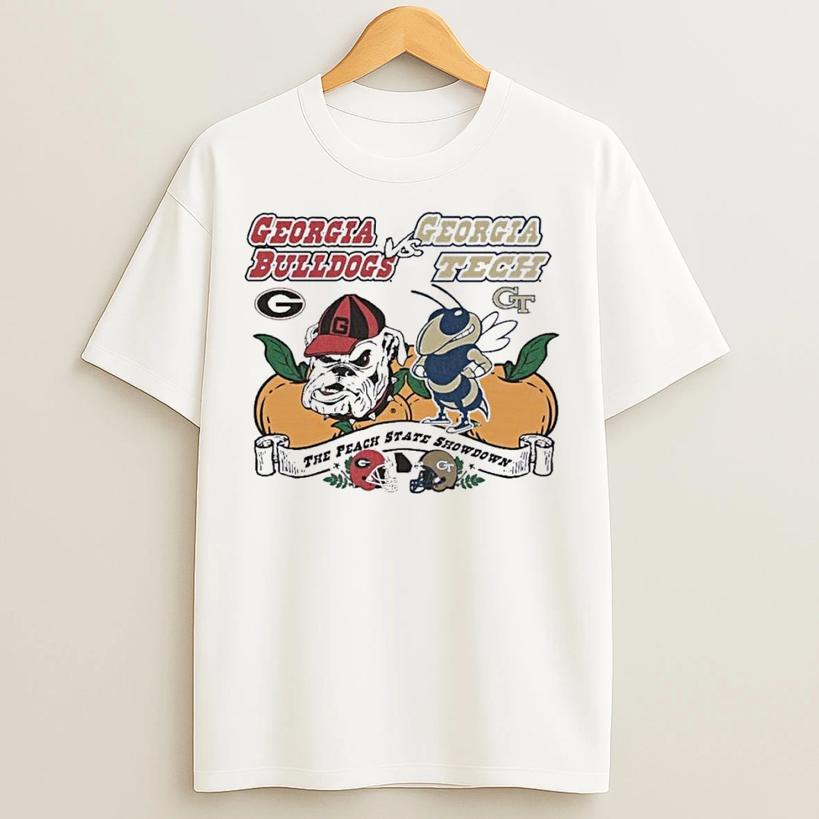 Classic Georgia Tech Yellow Jackets Versus Georgia Bulldogs 2025 The Peach State Showdown T Shirts