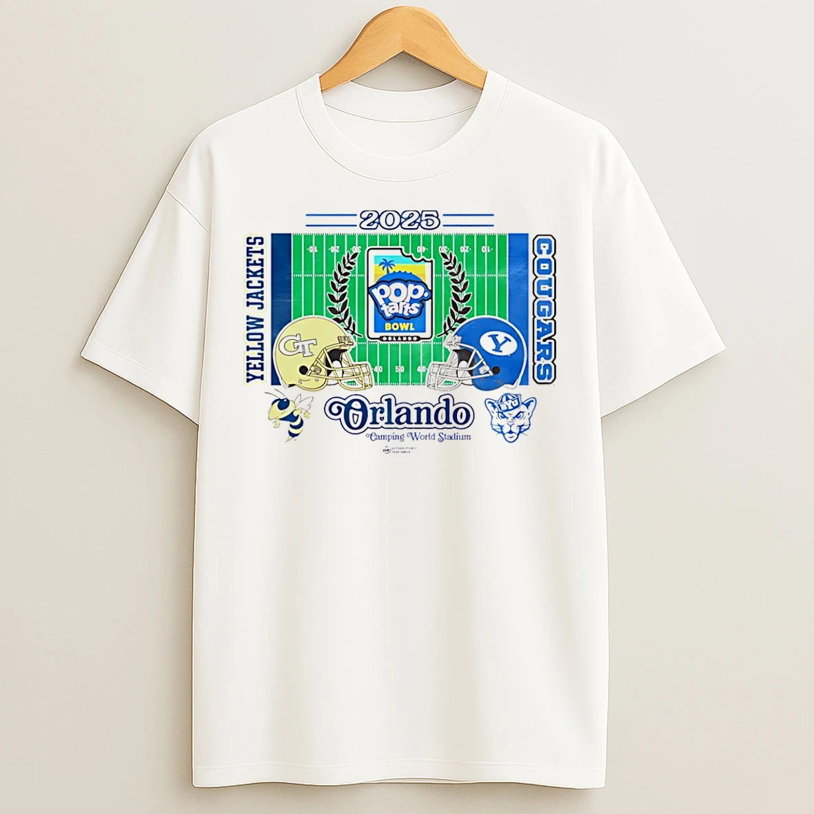 Classic Georgia Tech Yellow Jackets Vs Byu Cougars 2025 Pop Tarts Bowl 2 Team Stadium T Shirts