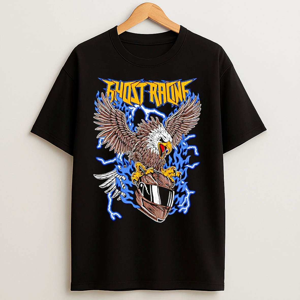 Classic Ghost Racing Blue Flaming Eagle T Shirts