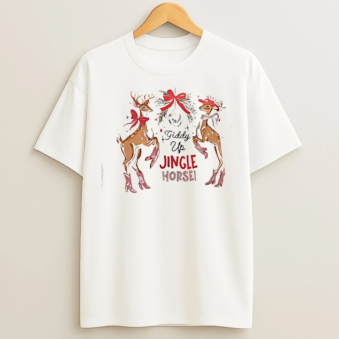 Classic Giddy Up Jingle Horse Christmas T Shirts