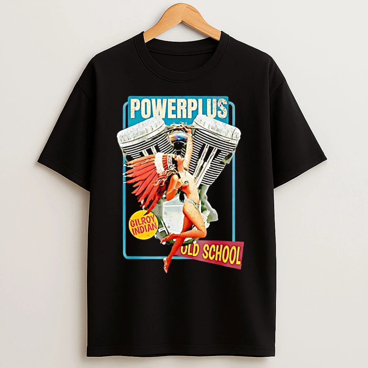 Classic Gilroy Indian Powerplus Bottlecap Old School Retro T Shirts