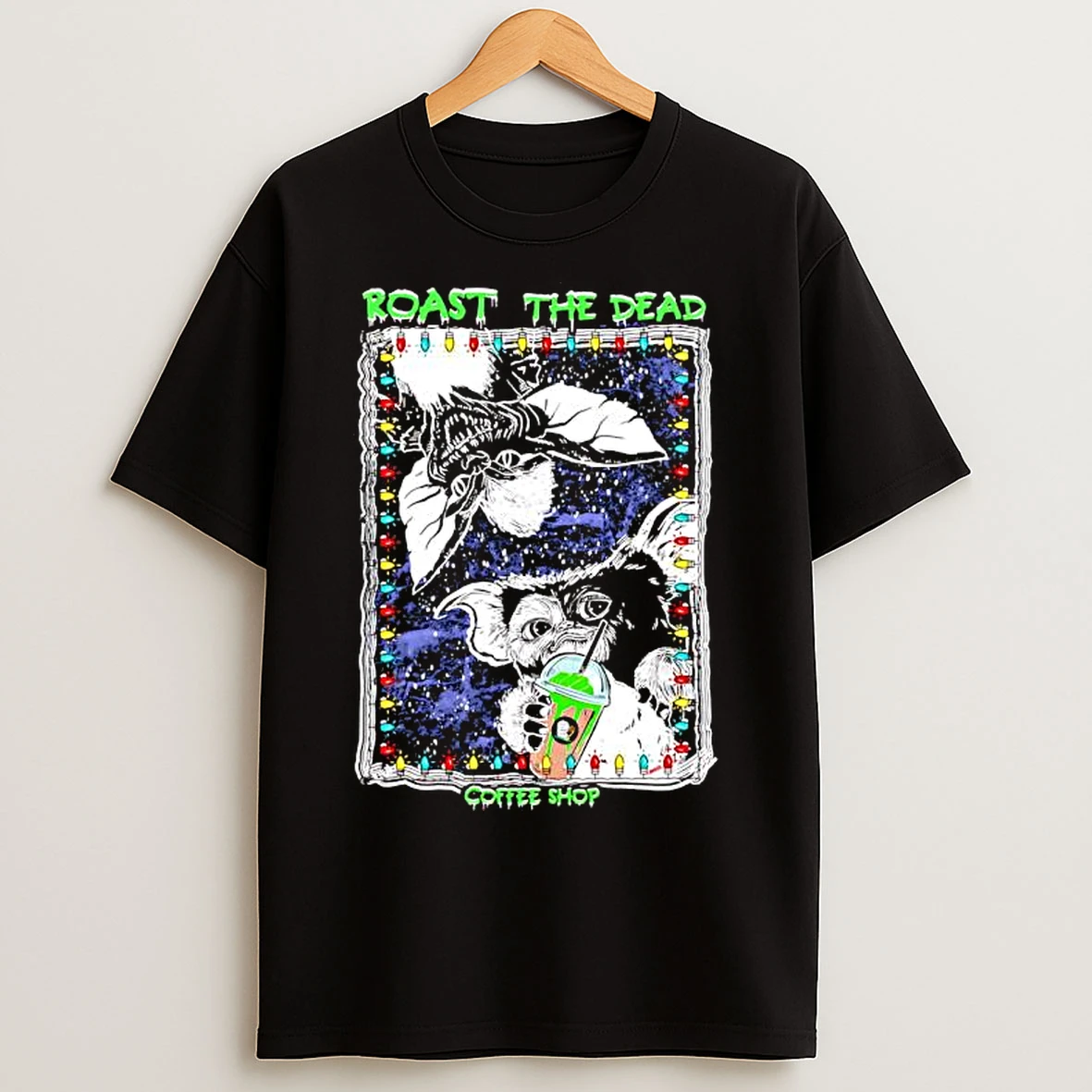 Classic Gizmo Roast The Dead Coffee Shop Christmas Graphic T Shirts