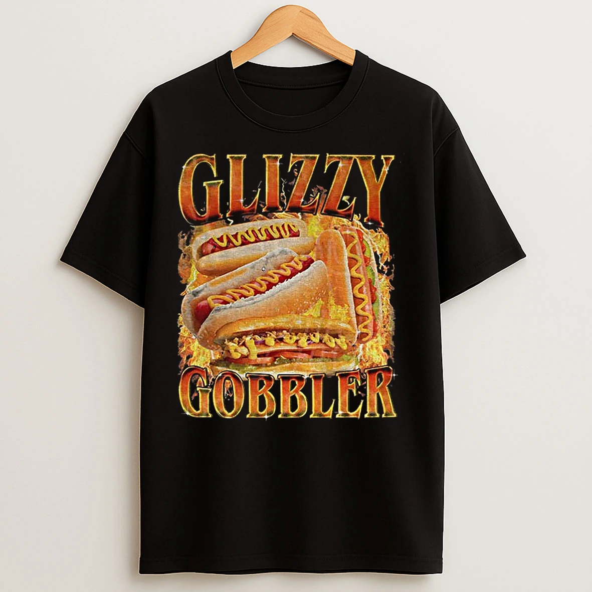 Classic Glizzy Gobbler Faded Hot Dog Funny Meme T Shirts