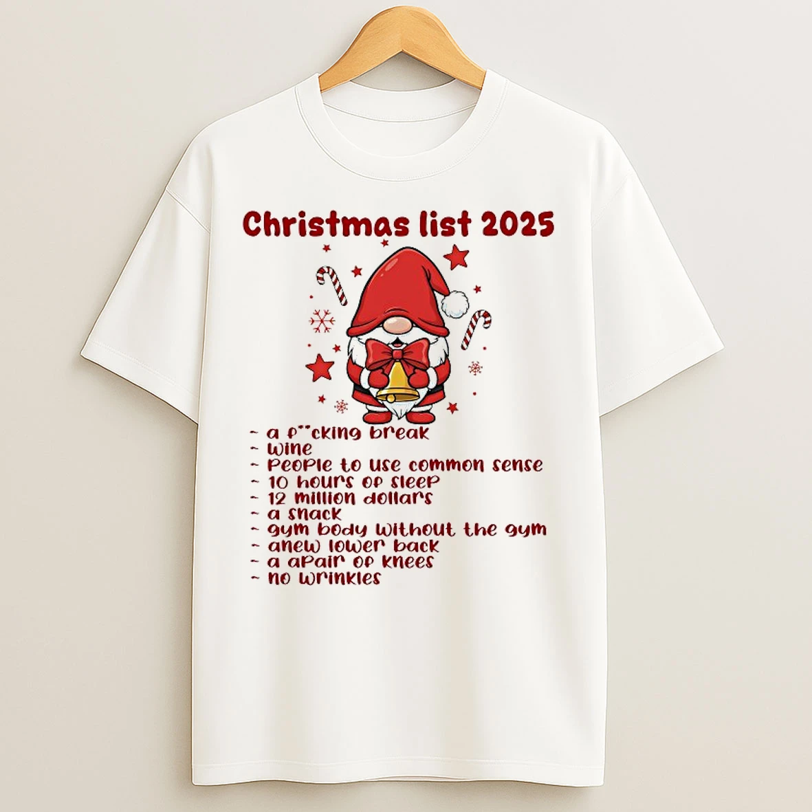 Classic Gnome Christmas List 2025 T Shirts