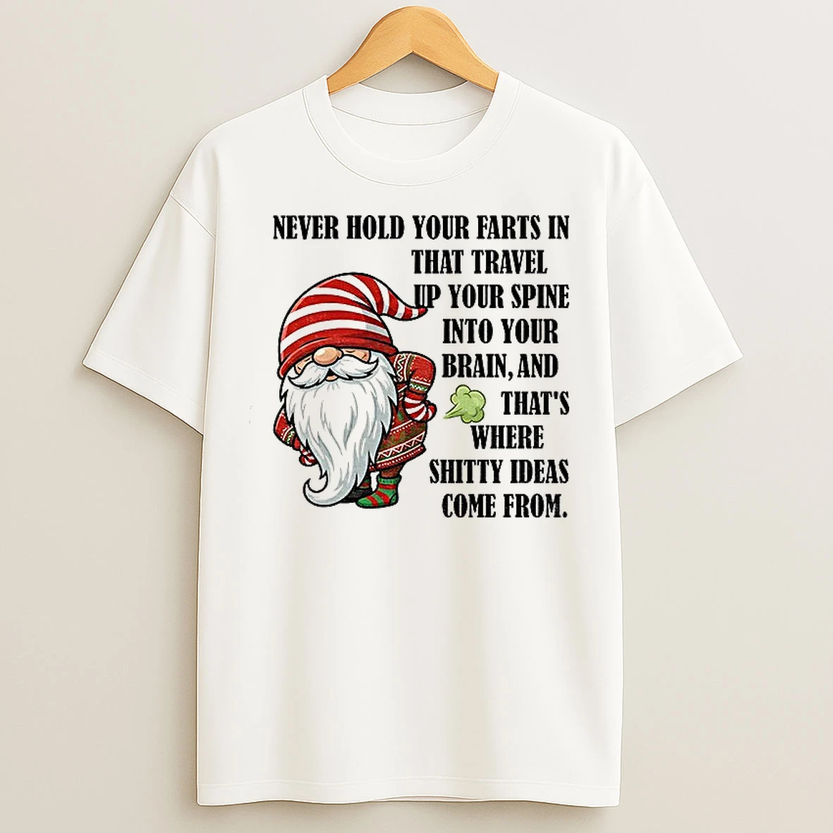 Classic Gnome Never Hold Your Farts In That Travel Up Your Spine Into Your Brain Christmas T Shirts