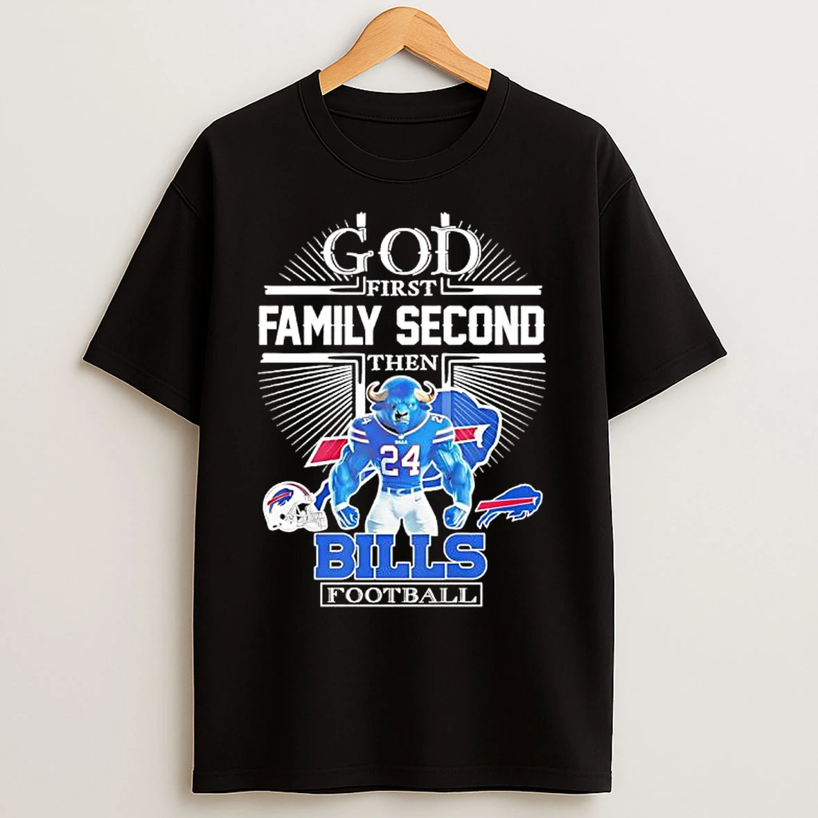 Classic God First Family Second Then Buffalo Bills Football Graphic T Shirts