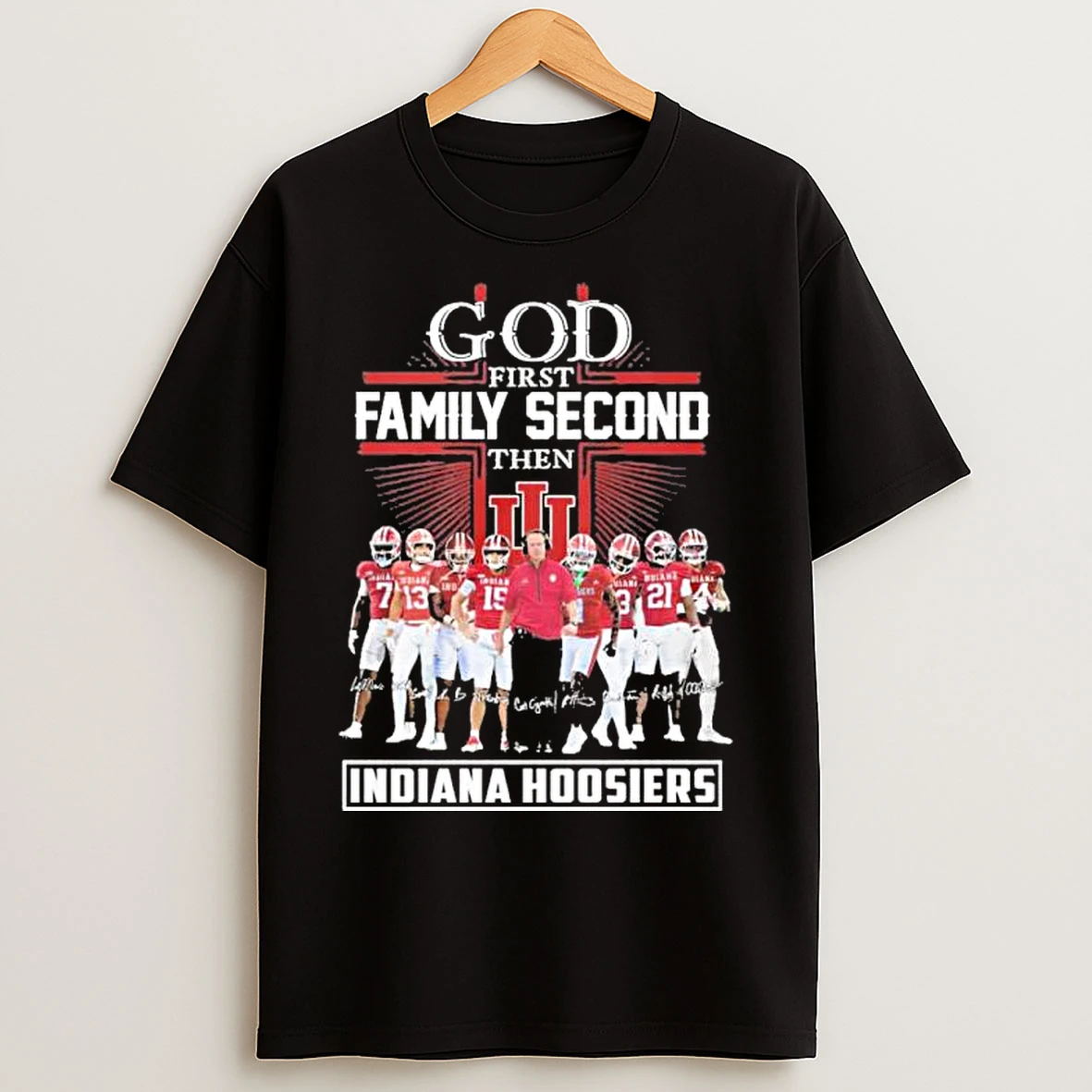 Classic God First Family Second Then Indiana Hoosiers Football 2025 T Shirts