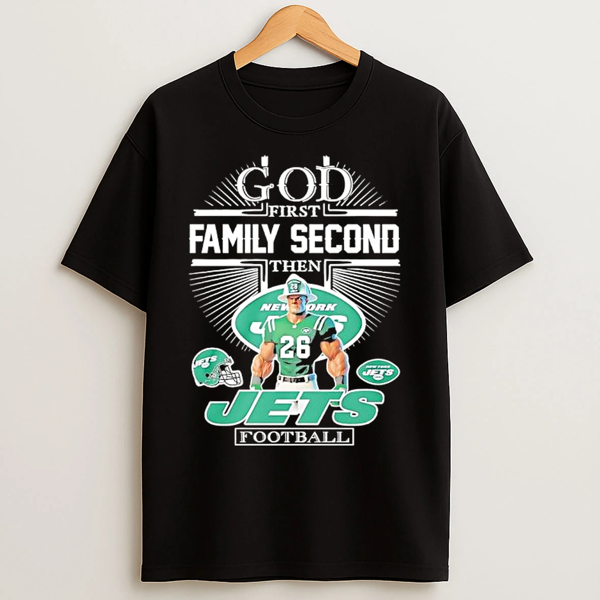 Classic God First Family Second Then New York Jets Football Graphic T Shirts