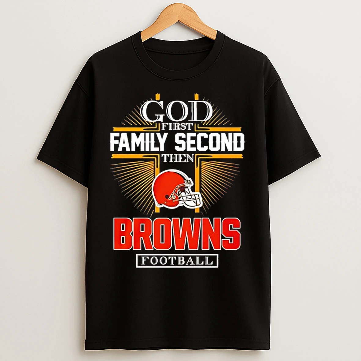 Classic God First Family Second Then Browns Football 2025 T Shirts