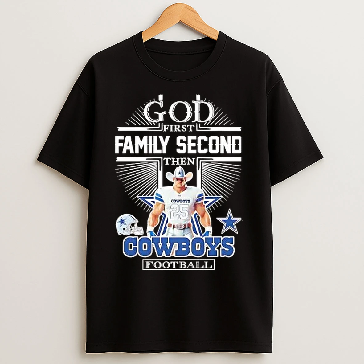 Classic God First Family Second Then Dallas Cowboys Football Mascot T Shirts