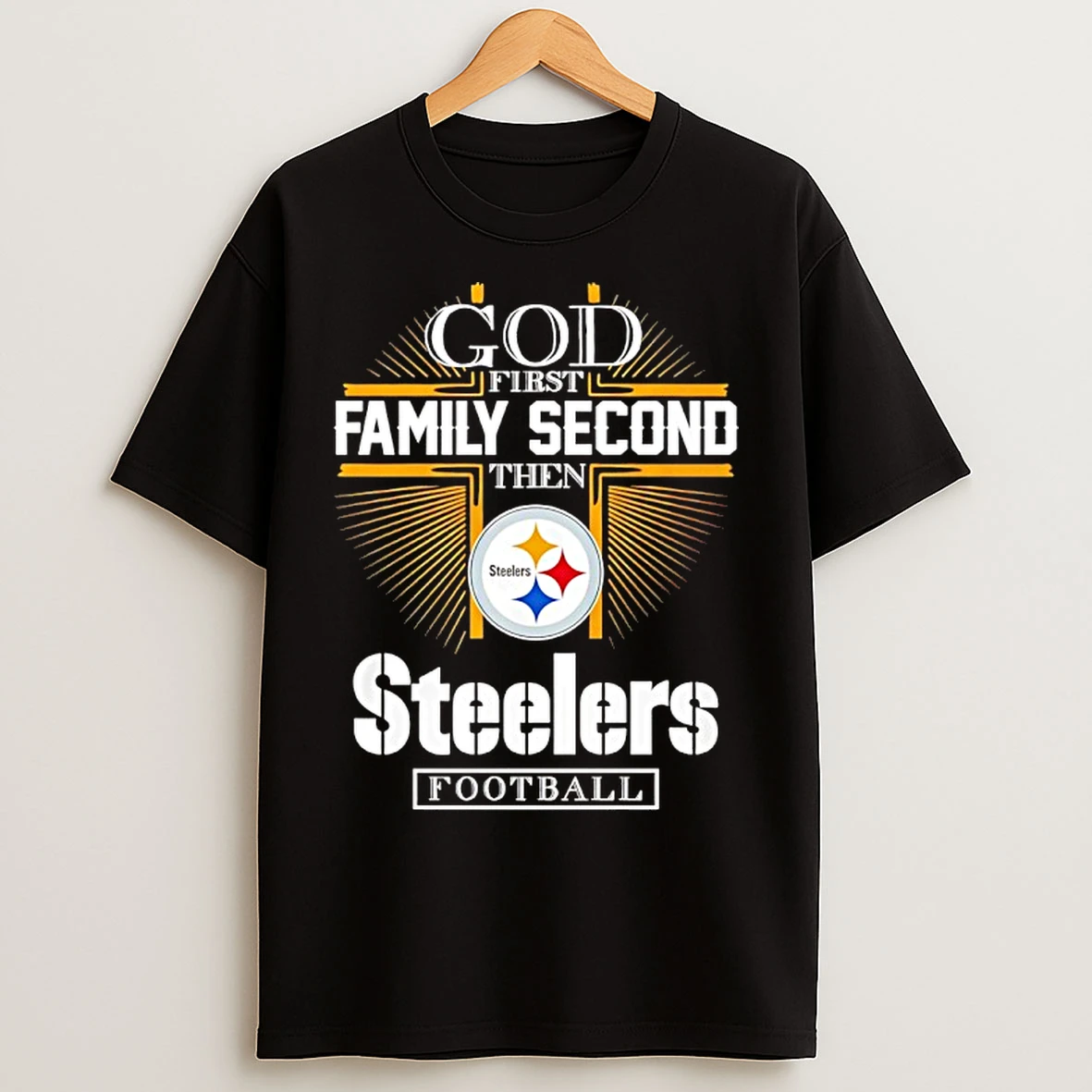 Classic God First Family Second Then Pittsburgh Steelers Football 2025 T Shirts
