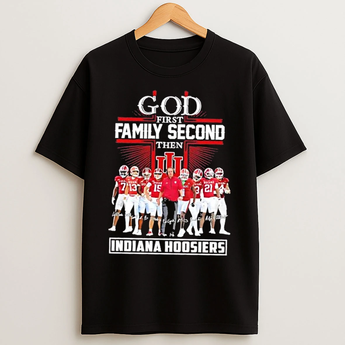 Classic God First Family Second Then Coach Curt Cignetti And Players Indiana Hoosiers T Shirts